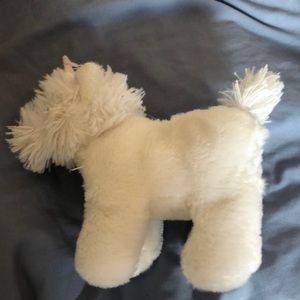 Small white dog Plushie with pink bow